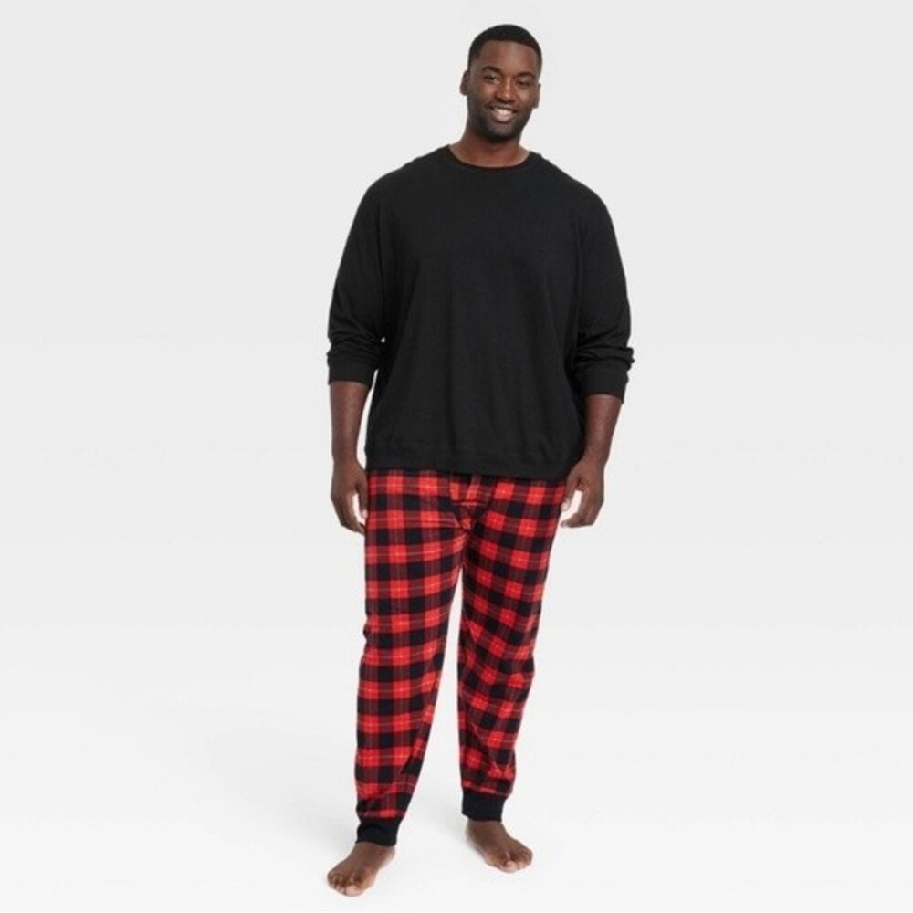 Goodfellow & Co Black Shirt with Red Plaid Pants